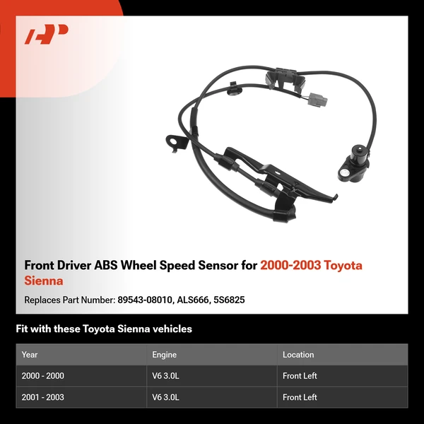Front Driver ABS Wheel Speed Sensor for 2000-2003 Toyota Sienna