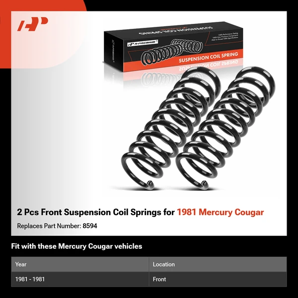 2 Pcs Front Suspension Coil Springs for 1981 Mercury Cougar
