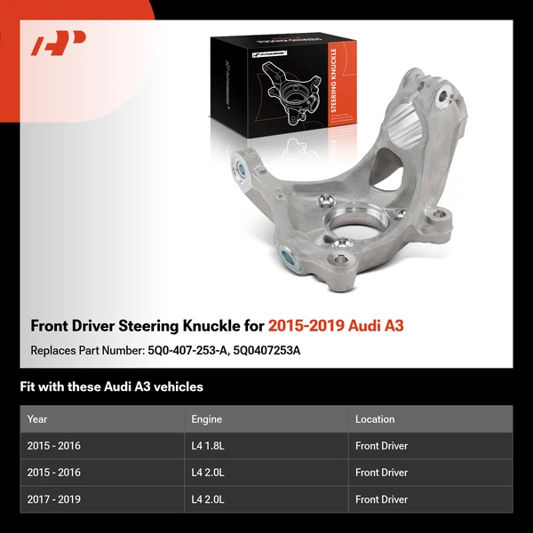 Front Driver Steering Knuckle for 2015-2019 Audi A3
