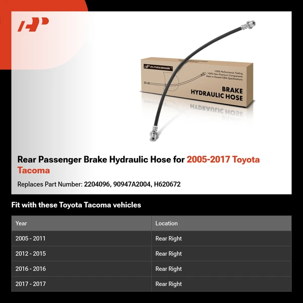 Rear Passenger Brake Hydraulic Hose for 2005-2017 Toyota Tacoma