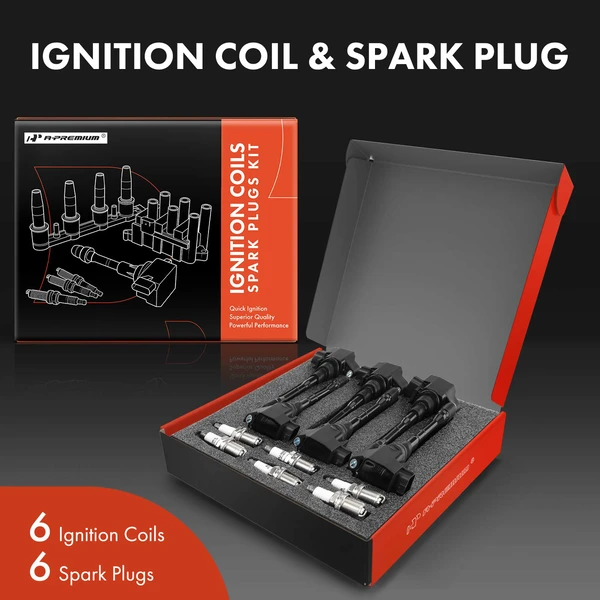Ignition Coil and Spark Plug Kit Set of A Set of 12 Iridium & Platinum Series, 3-Pin Terminal A-Premium APIC0926