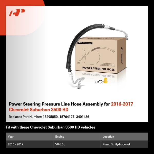 Power Steering Pressure Line Hose Assembly for 2016-2017 Chevrolet Suburban 3500 HD