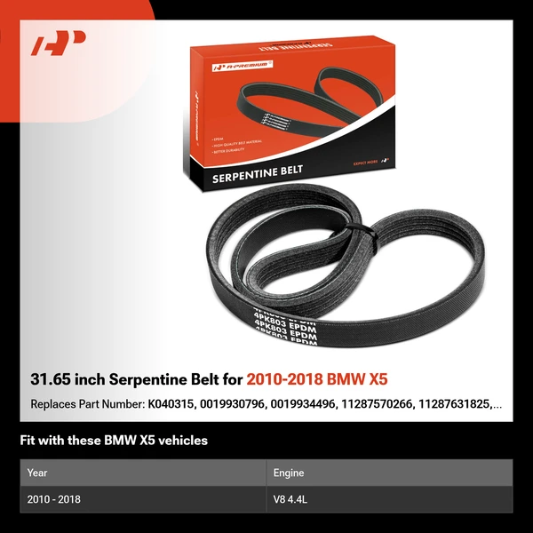 31.65 inch Serpentine Belt for 2010-2018 BMW X5