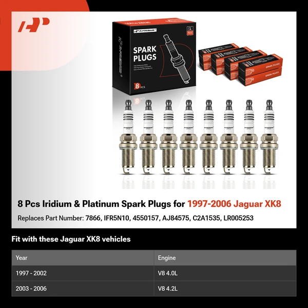 8 Pcs Iridium & Platinum Spark Plugs for 1997-2006 Jaguar XK8