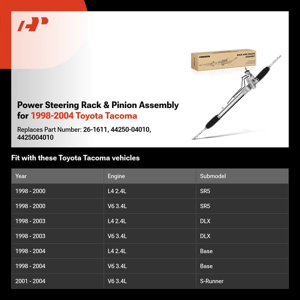 Power Steering Rack & Pinion Assembly for 1998-2004 Toyota Tacoma