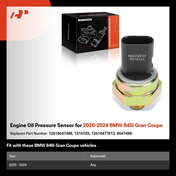 Engine Oil Pressure Sensor for 2020-2024 BMW 840i Gran Coupe