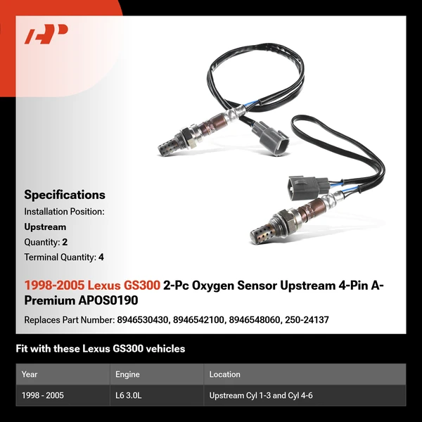 1998-2005 Lexus GS300 2-Pc Oxygen Sensor Upstream 4-Pin A-Premium APOS0190