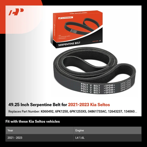 49.25 Inch Serpentine Belt for 2021-2023 Kia Seltos