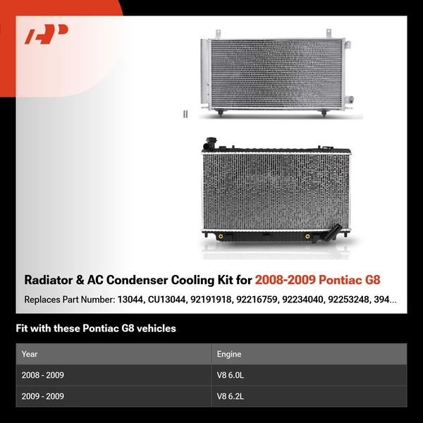 Radiator & AC Condenser Cooling Kit for 2008-2009 Pontiac G8