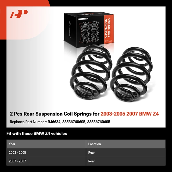 2 Pcs Rear Suspension Coil Springs for 2003-2005 2007 BMW Z4