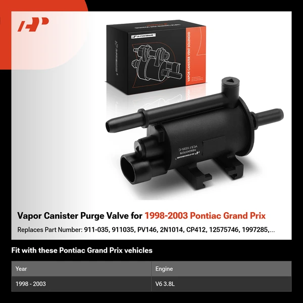 Vapor Canister Purge Valve for 1998-2003 Pontiac Grand Prix