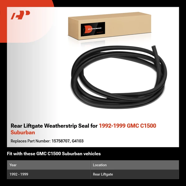 Rear Liftgate Weatherstrip Seal for 1992-1999 GMC C1500 Suburban