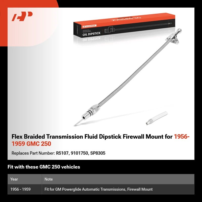 Flex Braided Transmission Fluid Dipstick Firewall Mount for 1956-1959 GMC 250