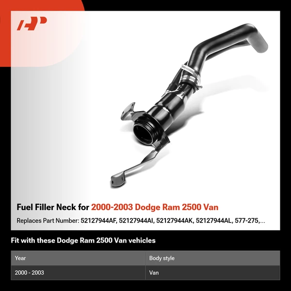 Fuel Filler Neck for 2000-2003 Dodge Ram 2500 Van