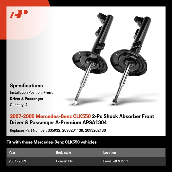 2007-2009 Mercedes-Benz CLK550 2-Pc Shock Absorber Front Driver & Passenger A-Premium APSA1304
