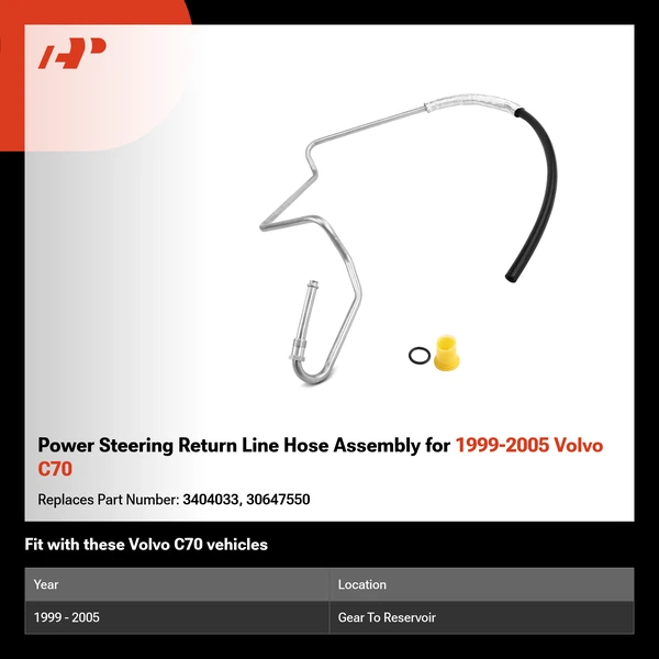 Power Steering Return Line Hose Assembly for 1999-2005 Volvo C70