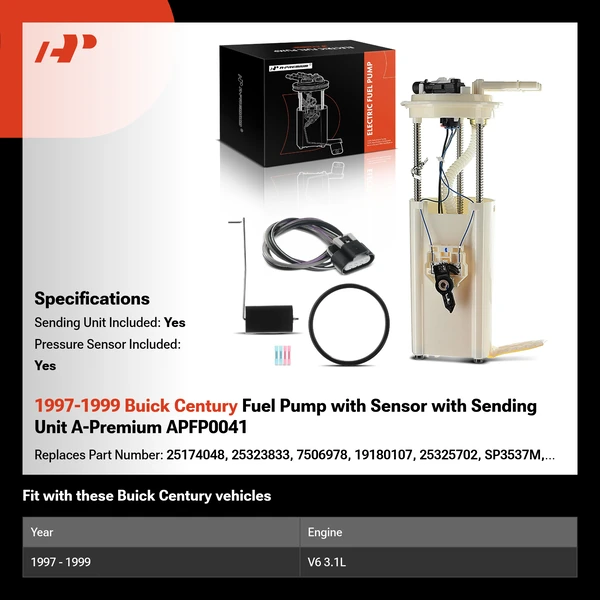 1997-1999 Buick Century Fuel Pump with Sensor with Sending Unit A-Premium APFP0041