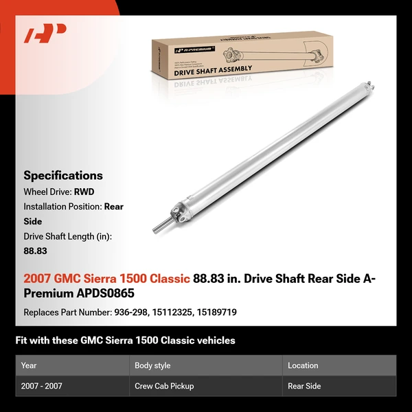 2007 GMC Sierra 1500 Classic 88.83 in. Drive Shaft Rear Side A-Premium APDS0865