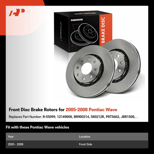 Front Disc Brake Rotors for 2005-2008 Pontiac Wave