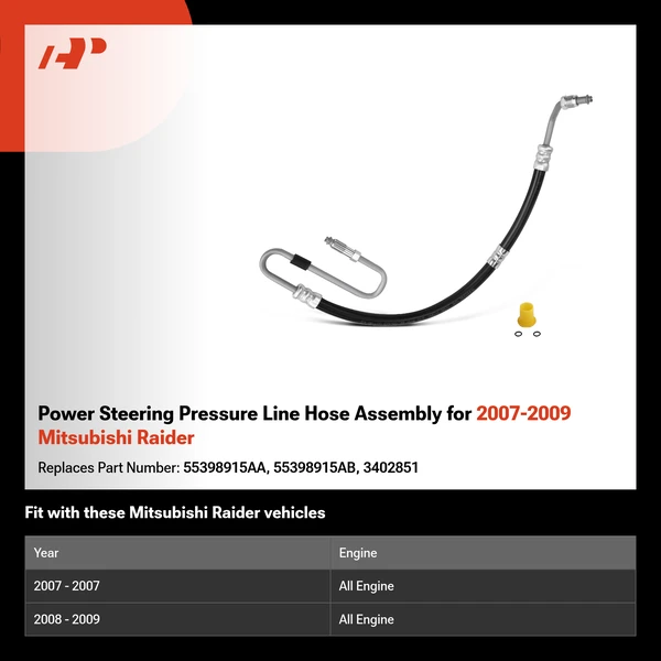 Power Steering Pressure Line Hose Assembly for 2007-2009 Mitsubishi Raider