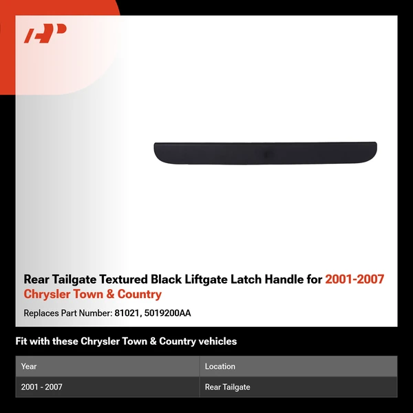 Rear Tailgate Textured Black Liftgate Latch Handle for 2001-2007 Chrysler Town & Country