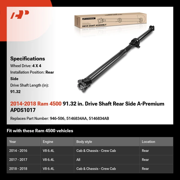 2014-2018 Ram 4500 91.32 in. Drive Shaft Rear Side A-Premium APDS1017