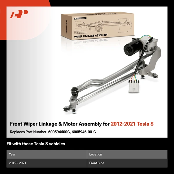 Front Wiper Linkage & Motor Assembly for 2012-2021 Tesla S
