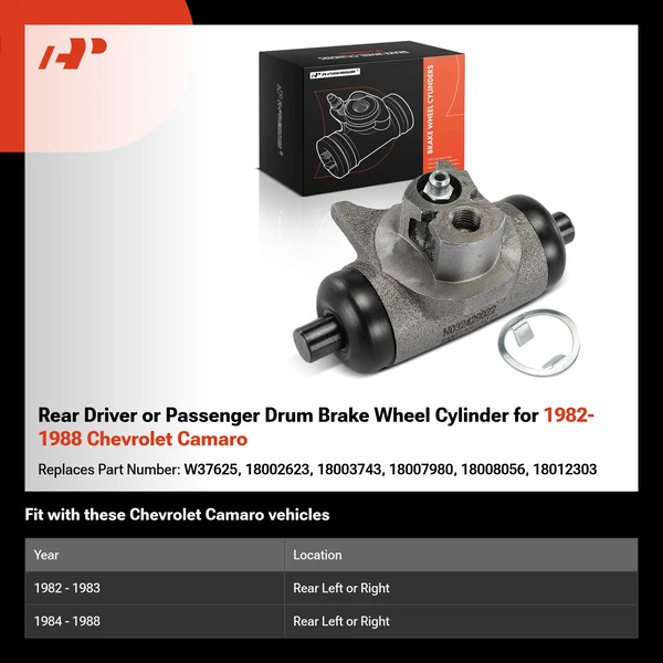 Rear Driver or Passenger Drum Brake Wheel Cylinder for 1982-1988 Chevrolet Camaro