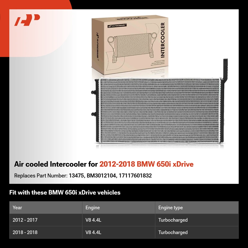 Air cooled Intercooler for 2012-2018 BMW 650i xDrive