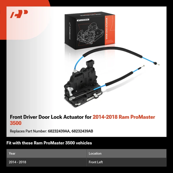 Front Driver Door Lock Actuator for 2014-2018 Ram ProMaster 3500