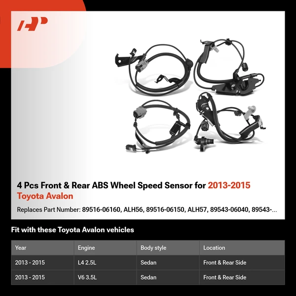 4 Pcs Front & Rear ABS Wheel Speed Sensor for 2013-2015 Toyota Avalon