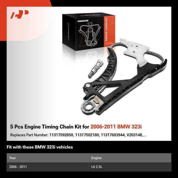 5 Pcs Engine Timing Chain Kit for 2006-2011 BMW 323i