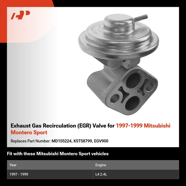 Exhaust Gas Recirculation (EGR) Valve for 1997-1999 Mitsubishi Montero Sport