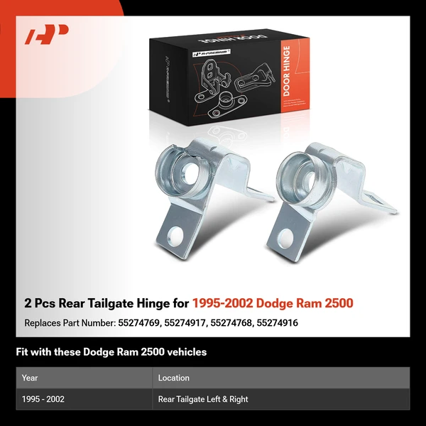 2 Pcs Rear Tailgate Hinge for 1995-2002 Dodge Ram 2500