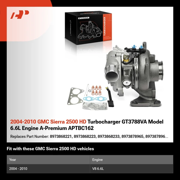 2004-2010 GMC Sierra 2500 HD Turbocharger GT3788VA Model 6.6L Engine A-Premium APTBC162