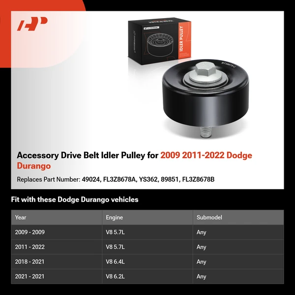 Accessory Drive Belt Idler Pulley for 2009 2011-2022 Dodge Durango