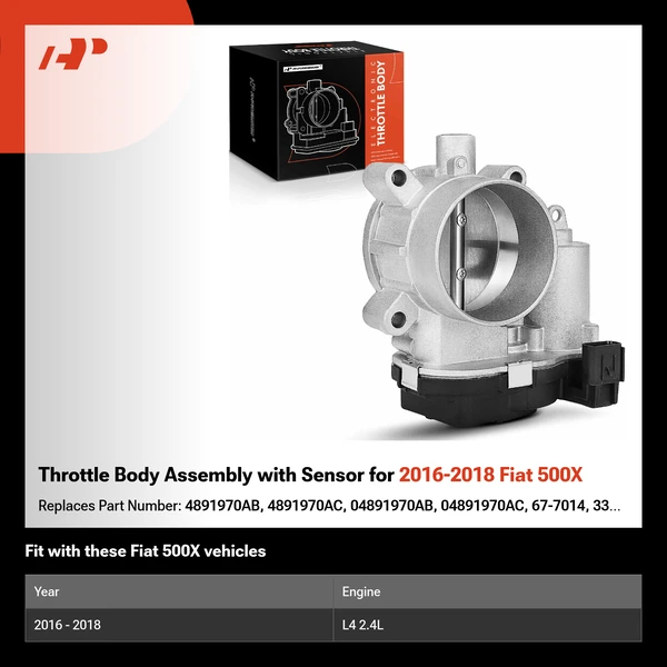 Throttle Body Assembly with Sensor for 2016-2018 Fiat 500X