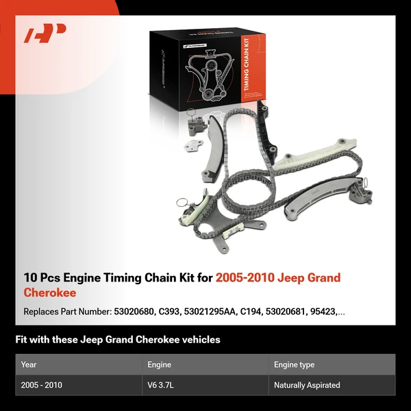 10 Pcs Engine Timing Chain Kit for 2005-2010 Jeep Grand Cherokee