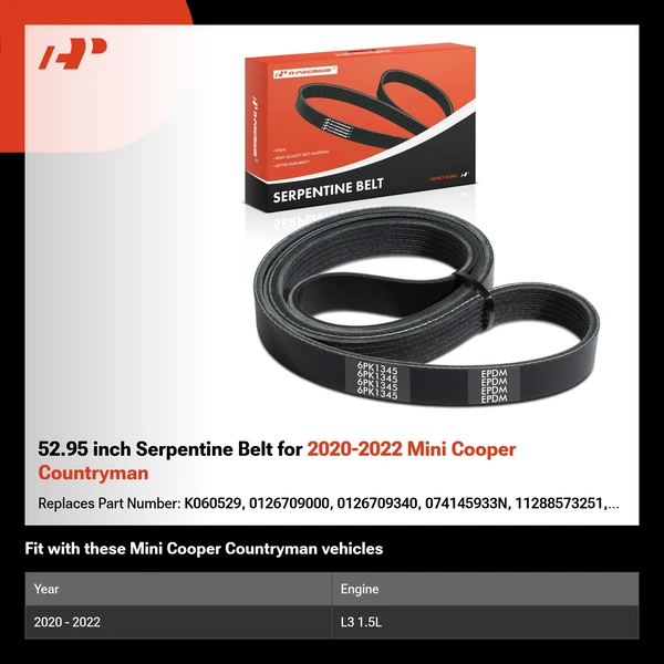52.95 inch Serpentine Belt for 2020-2022 Mini Cooper Countryman