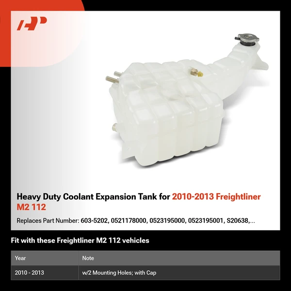 Heavy Duty Coolant Expansion Tank for 2010-2013 Freightliner M2 112