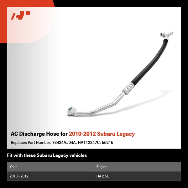 AC Discharge Hose for 2010-2012 Subaru Legacy