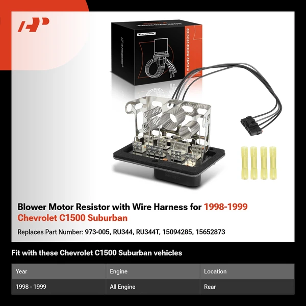 Blower Motor Resistor with Wire Harness for 1998-1999 Chevrolet C1500 Suburban