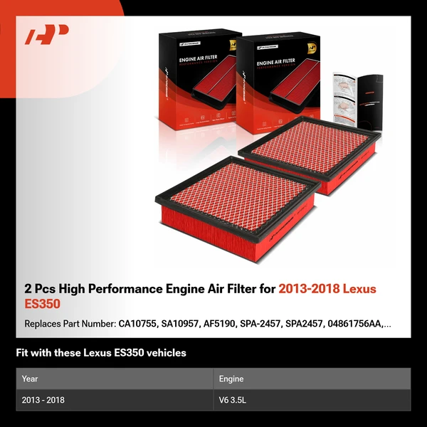 2 Pcs High Performance Engine Air Filter for 2013-2018 Lexus ES350