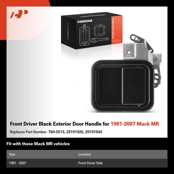 Front Driver Black Exterior Door Handle for 1981-2007 Mack MR