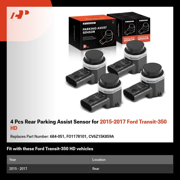 4 Pcs Rear Parking Assist Sensor for 2015-2017 Ford Transit-350 HD