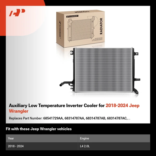 Auxiliary Low Temperature Inverter Cooler for 2018-2024 Jeep Wrangler