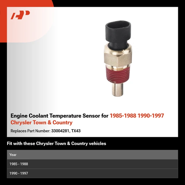Engine Coolant Temperature Sensor for 1985-1988 1990-1997 Chrysler Town & Country