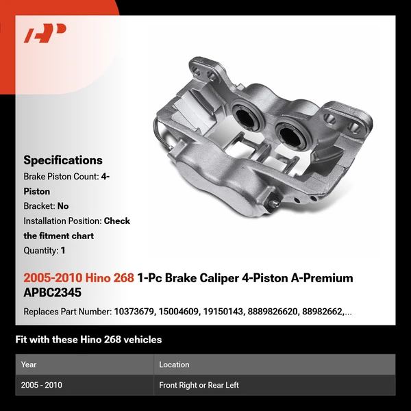 2005-2010 Hino 268 1-Pc Brake Caliper 4-Piston A-Premium APBC2345