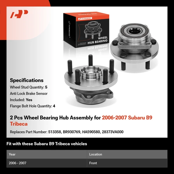 2 Pcs Wheel Bearing Hub Assembly for 2006-2007 Subaru B9 Tribeca