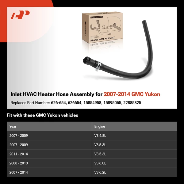 Inlet HVAC Heater Hose Assembly for 2007-2014 GMC Yukon